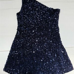 Elegant Navy Blue Sequin Dress
